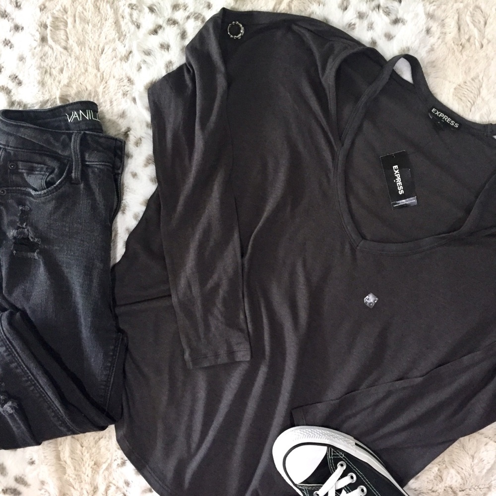 •NWT Express Grey Long Sleeve w/ Cutouts•